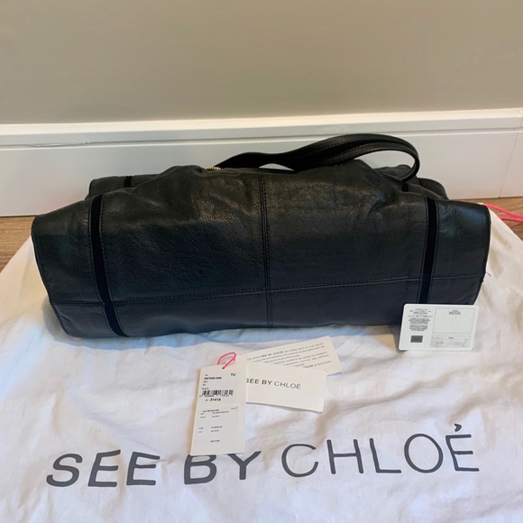 SEE BY CHLOE - Black Leather & Suede Handbag - Picture 6 of 7